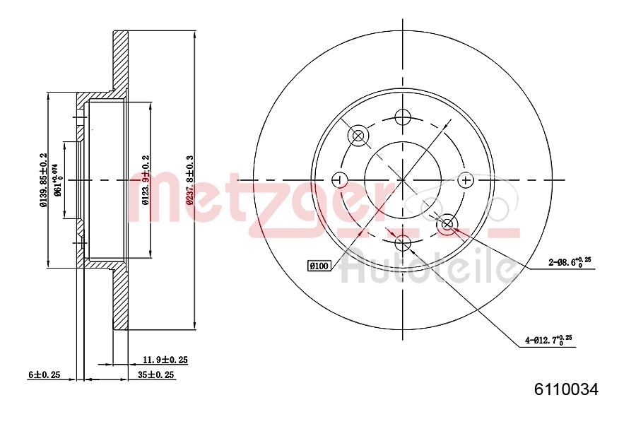 METZGER 6110034 Bremsscheibe