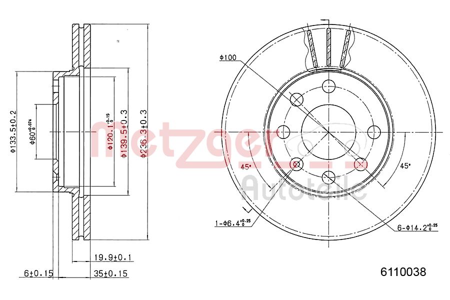 METZGER 6110038 Bremsscheibe