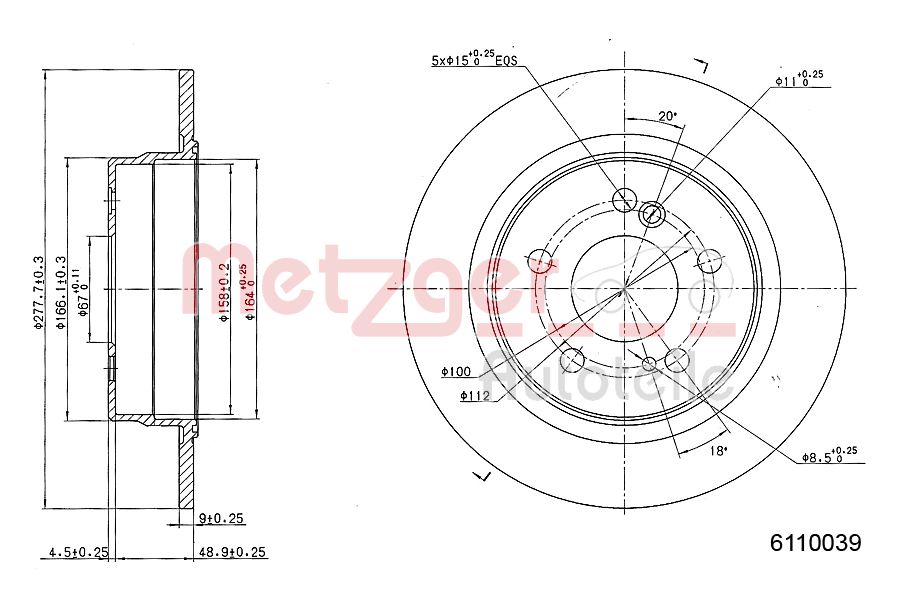 METZGER 6110039 Bremsscheibe
