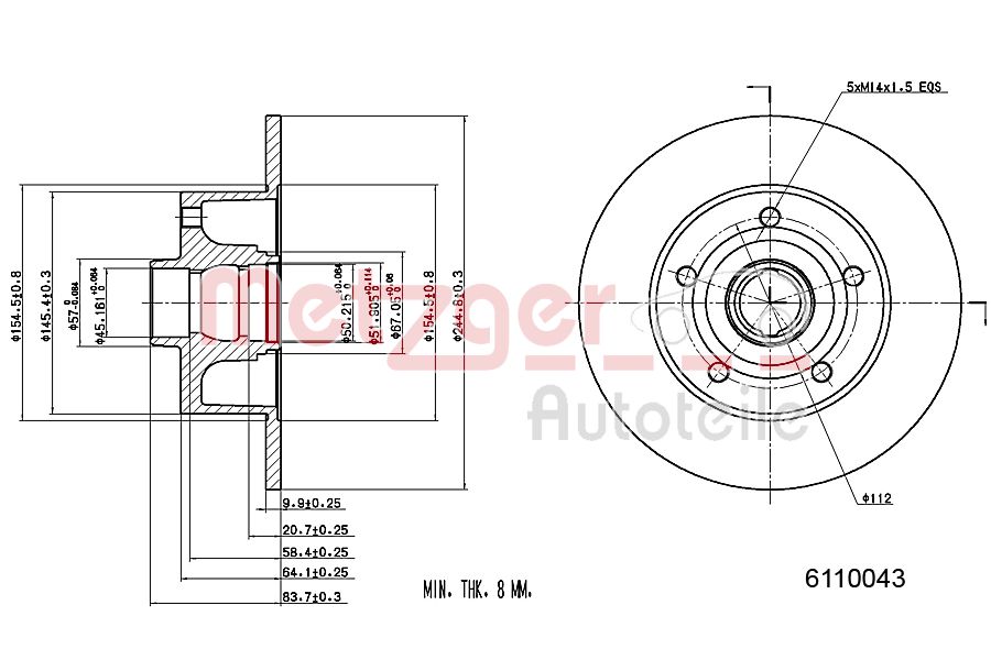 METZGER 6110043 GREENPARTS Bremsscheibe