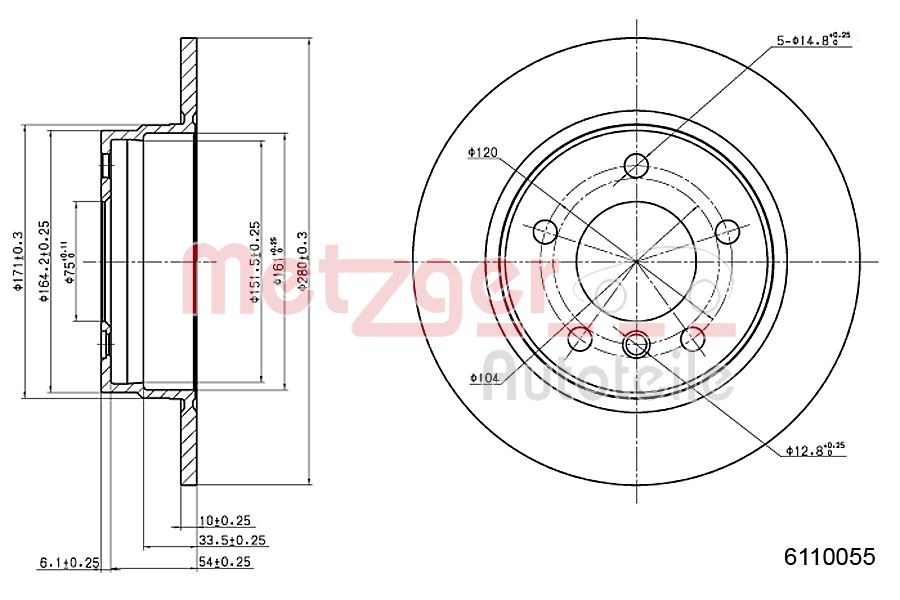 METZGER 6110055 Bremsscheibe