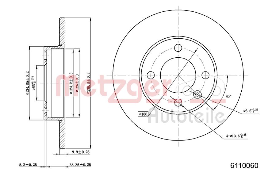 METZGER 6110060 Bremsscheibe