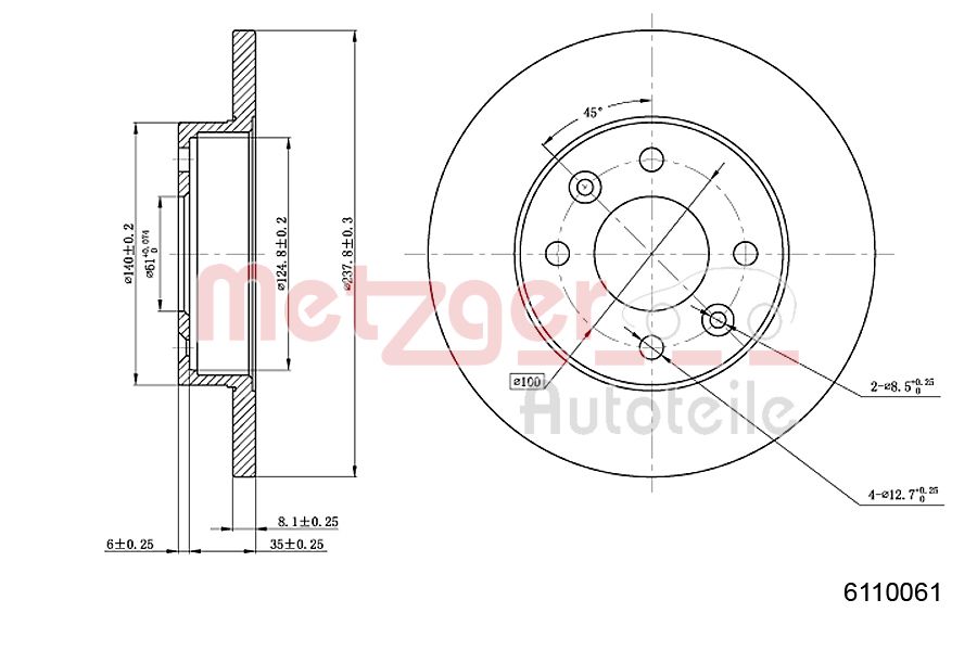 METZGER 6110061 Bremsscheibe