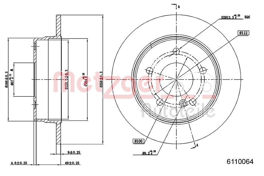 METZGER 6110064 Bremsscheibe