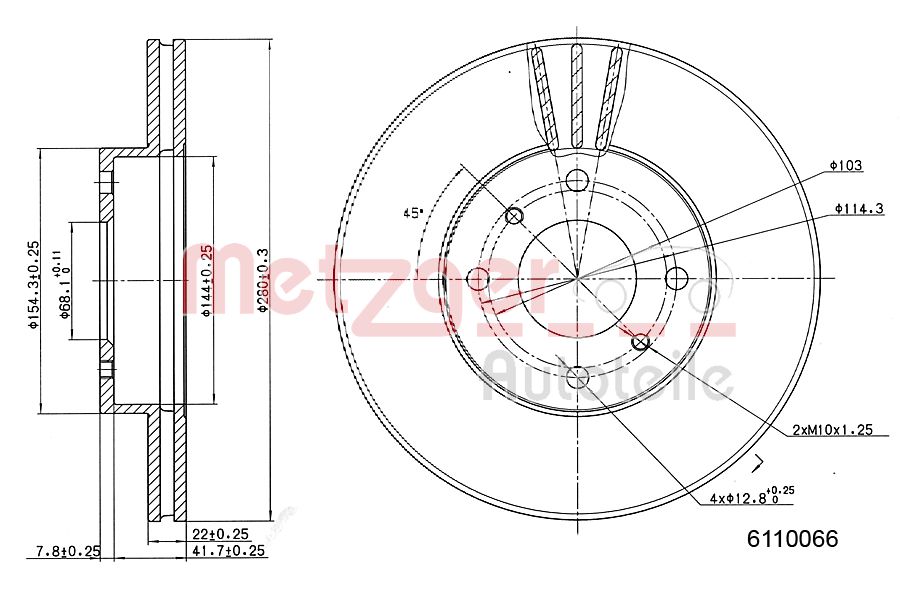 METZGER 6110066 Bremsscheibe