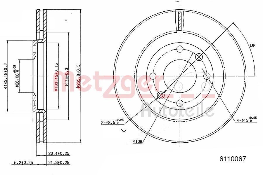 METZGER 6110067 Bremsscheibe