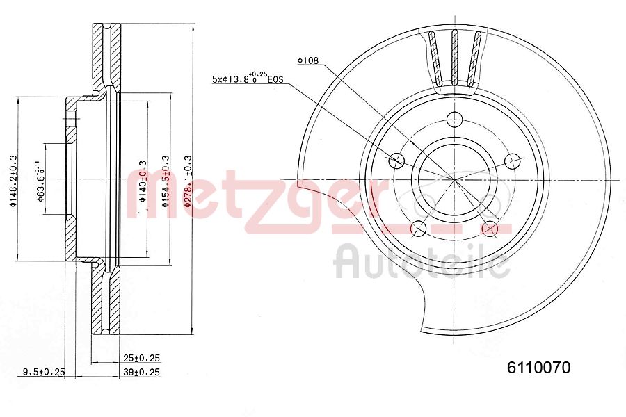 METZGER 6110070 GREENPARTS Bremsscheibe
