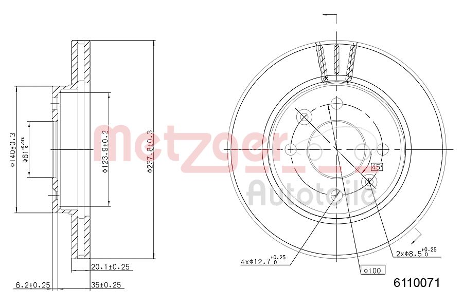 METZGER 6110071 Bremsscheibe