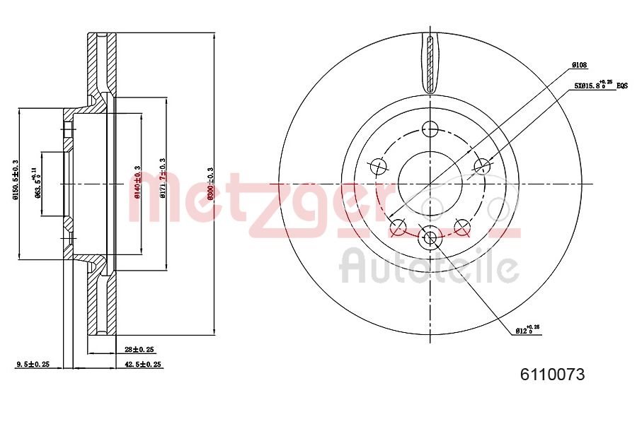 METZGER 6110073 GREENPARTS Bremsscheibe