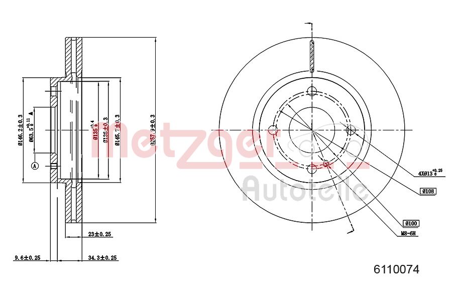 METZGER 6110074 Bremsscheibe