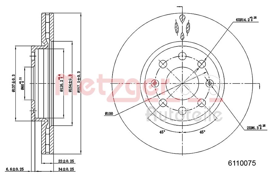 METZGER 6110075 Bremsscheibe