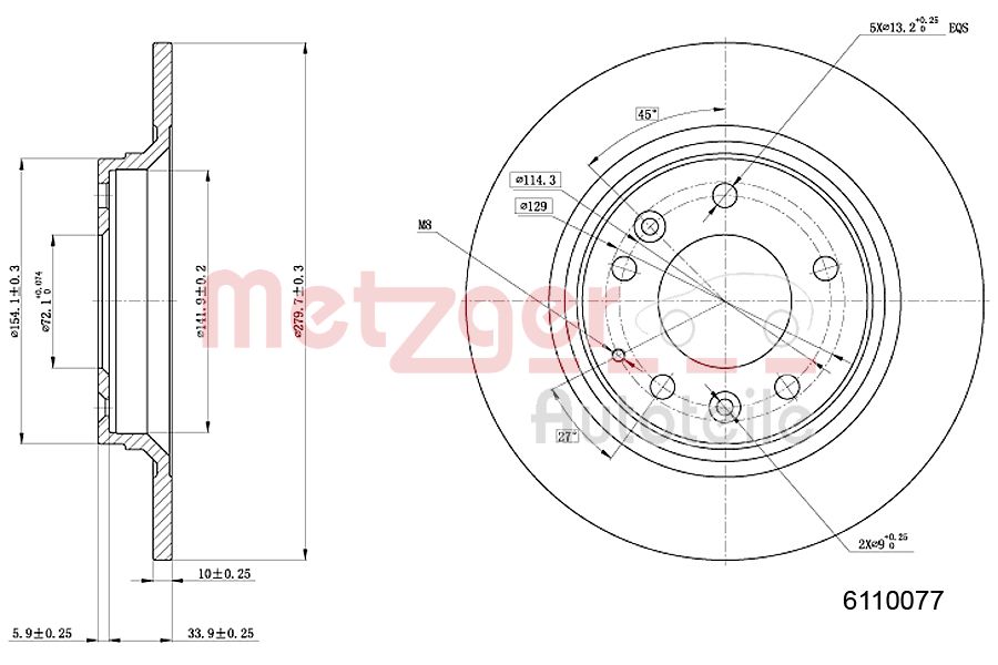 METZGER 6110077 Bremsscheibe