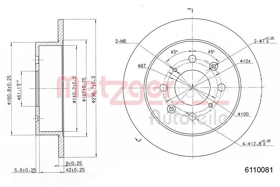 METZGER 6110081 Bremsscheibe