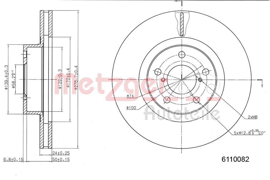 METZGER 6110082 Bremsscheibe