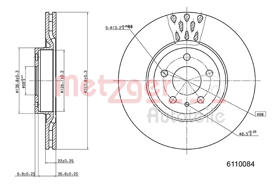 METZGER 6110084 Bremsscheibe