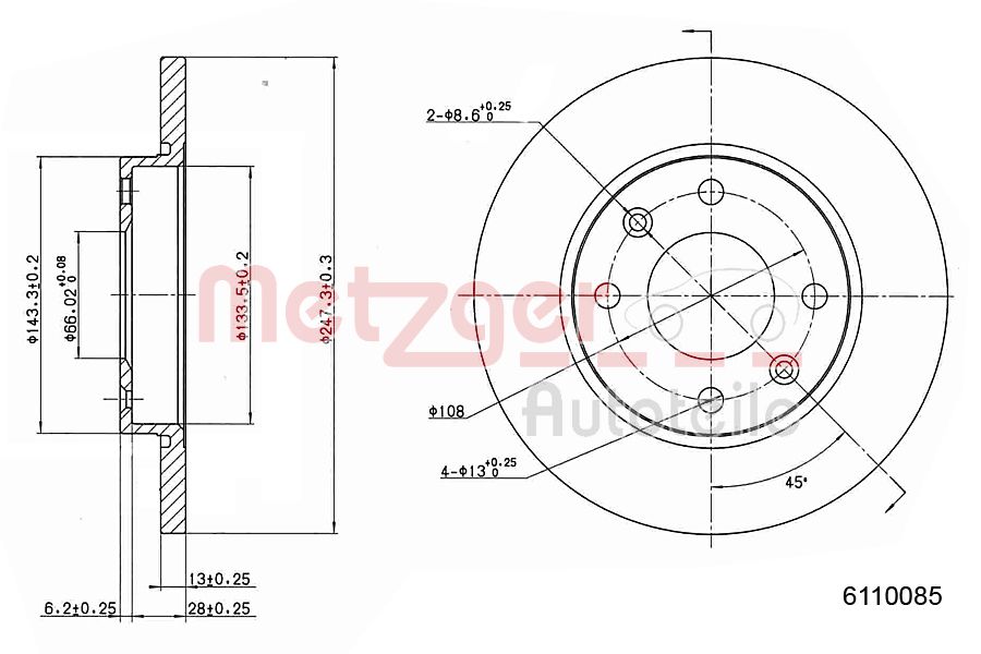 METZGER 6110085 Bremsscheibe
