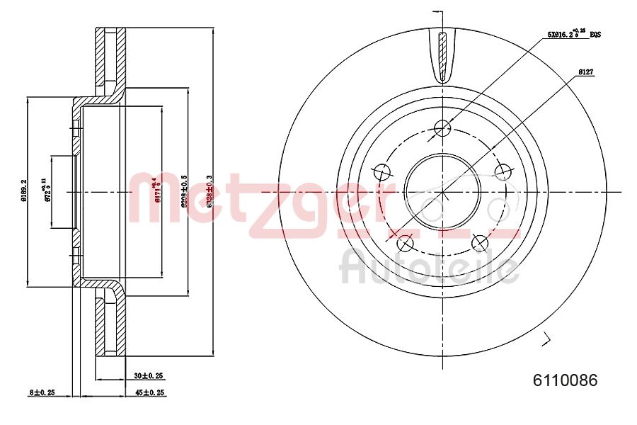 METZGER 6110086 Bremsscheibe