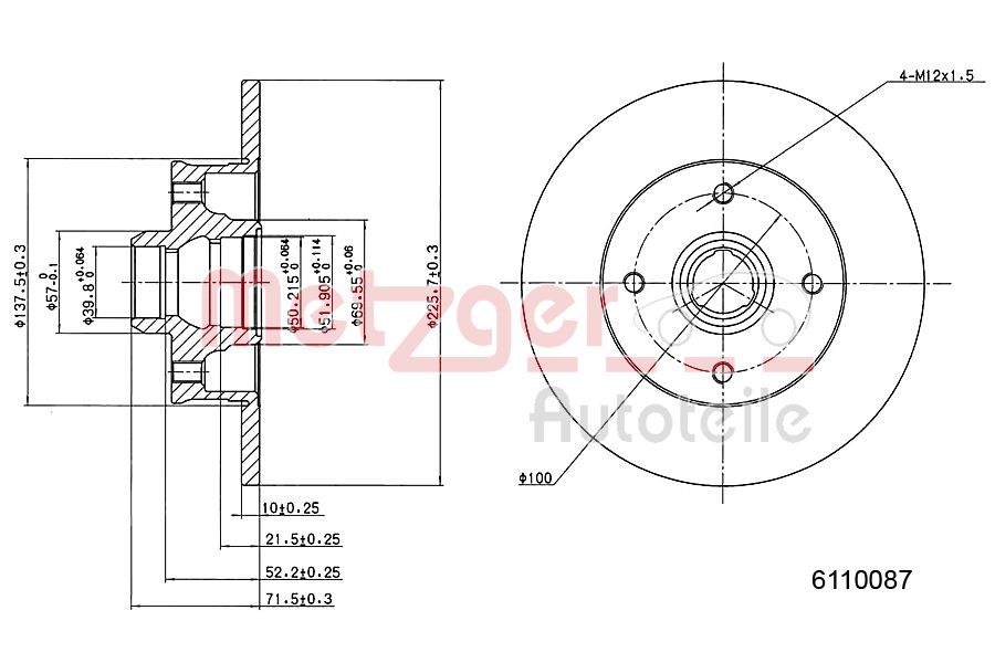 METZGER 6110087 Bremsscheibe