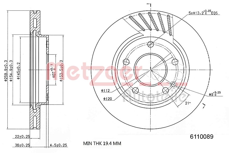 METZGER 6110089 Bremsscheibe
