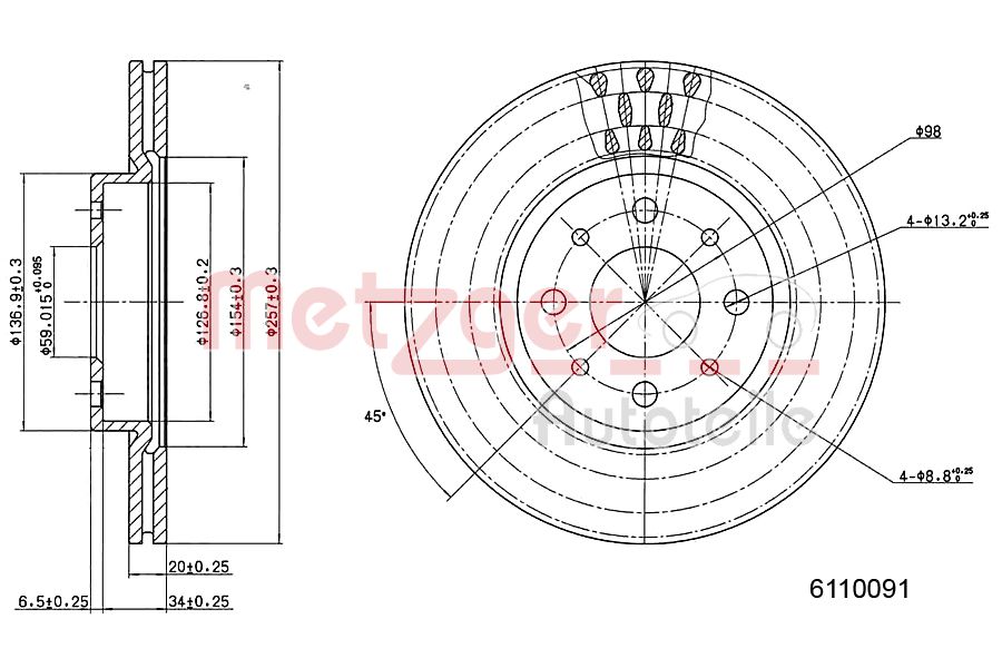 METZGER 6110091 Bremsscheibe