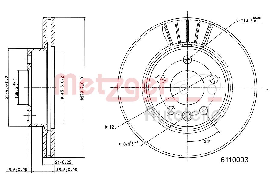 METZGER 6110093 Bremsscheibe