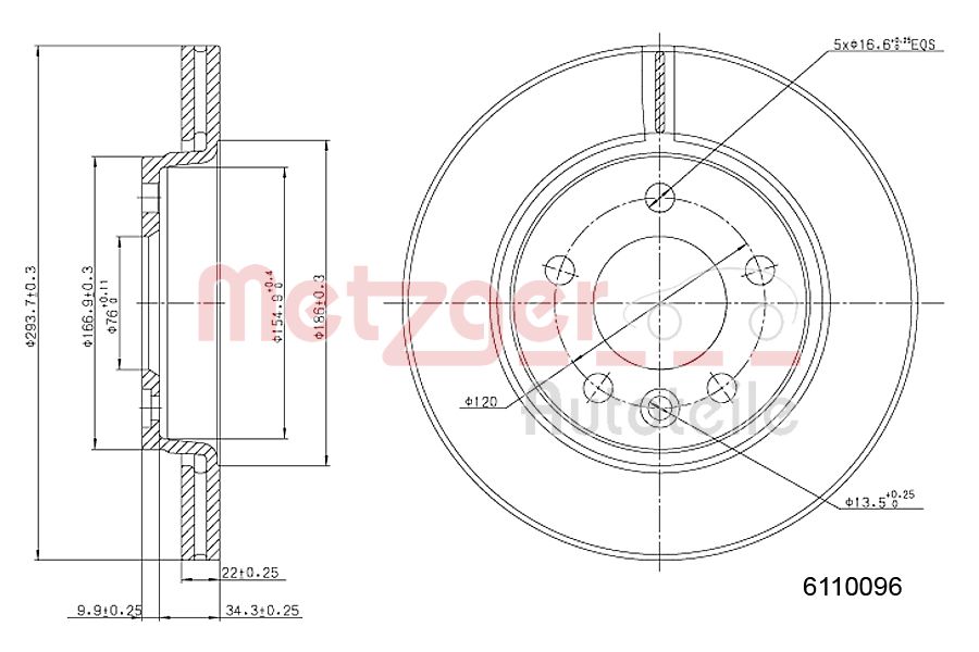 METZGER 6110096 Bremsscheibe
