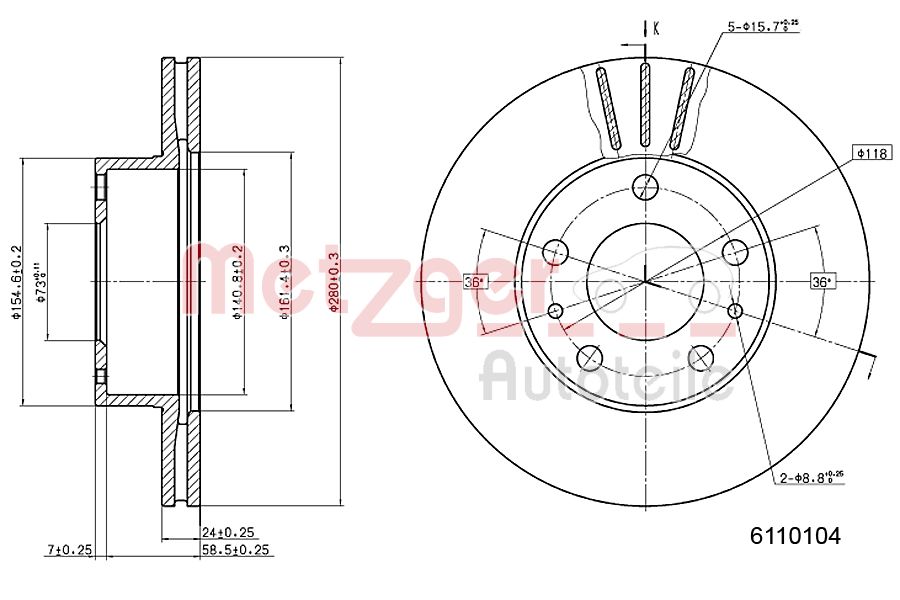 METZGER 6110104 Bremsscheibe