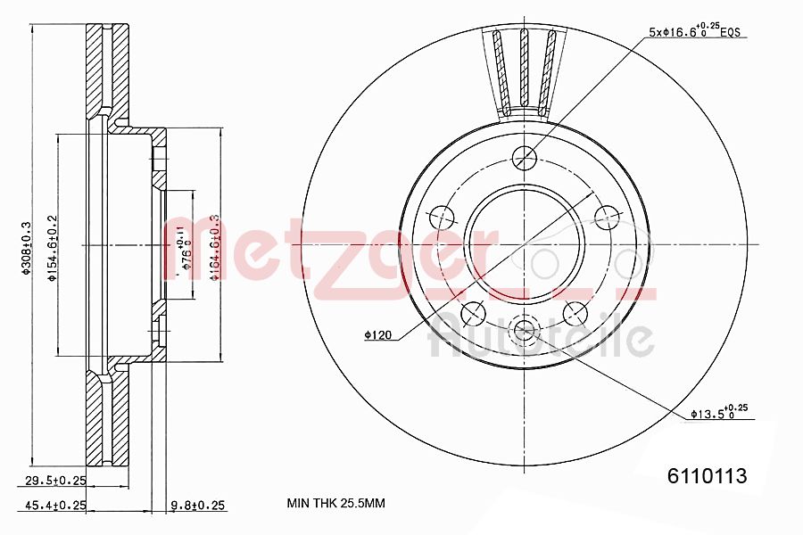 METZGER 6110113 Bremsscheibe