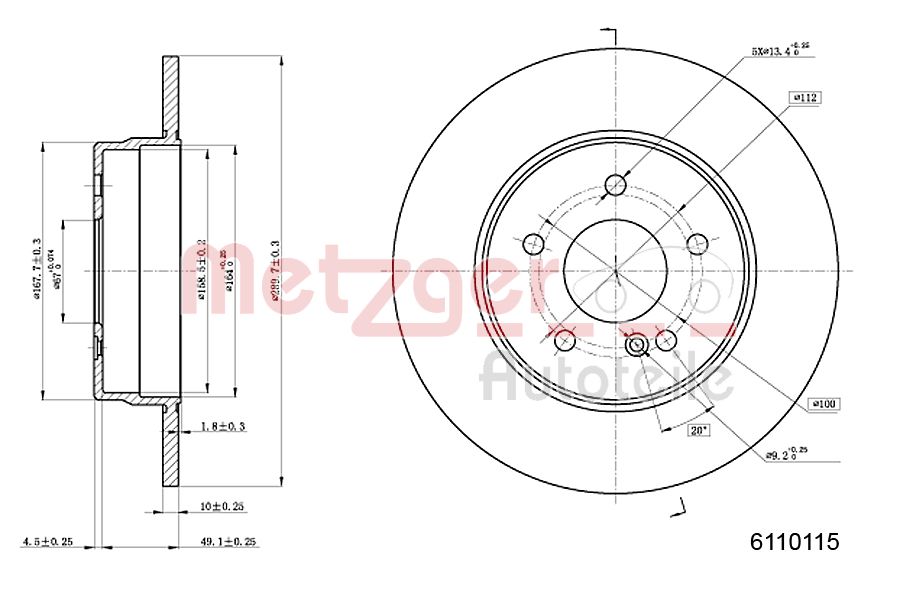 METZGER 6110115 Bremsscheibe
