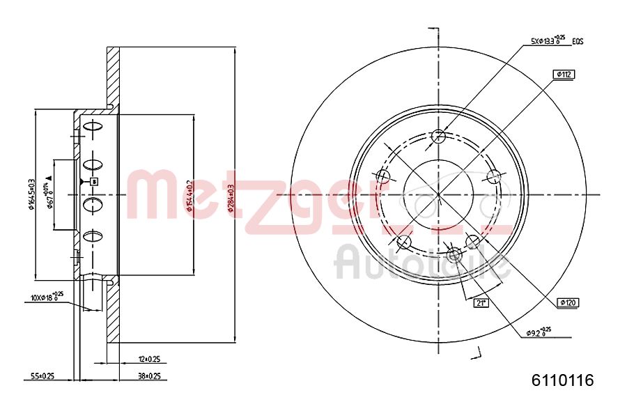 METZGER 6110116 Bremsscheibe