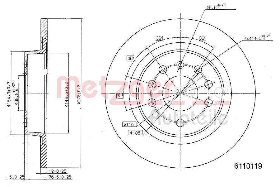 METZGER 6110119 Bremsscheibe
