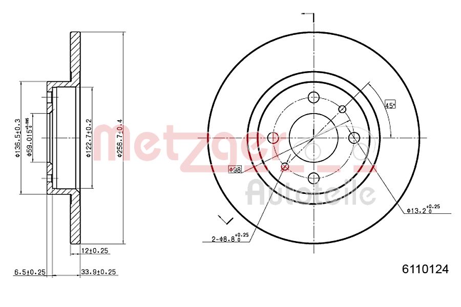 METZGER 6110124 Bremsscheibe