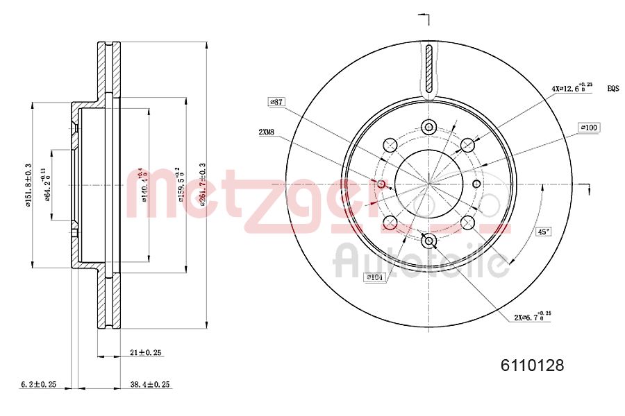 METZGER 6110128 GREENPARTS Bremsscheibe