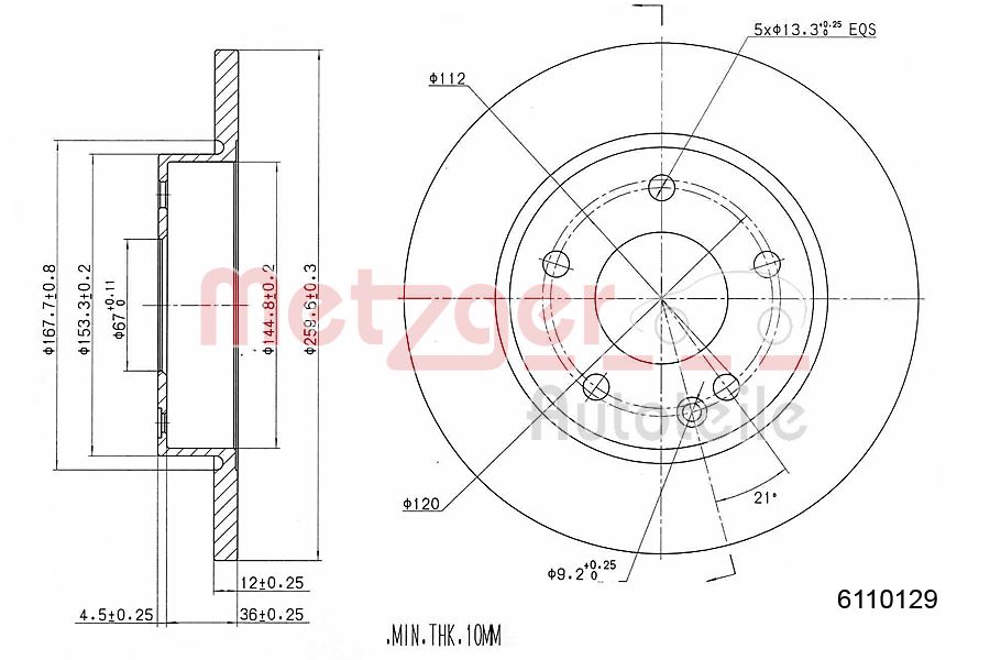 METZGER 6110129 Bremsscheibe