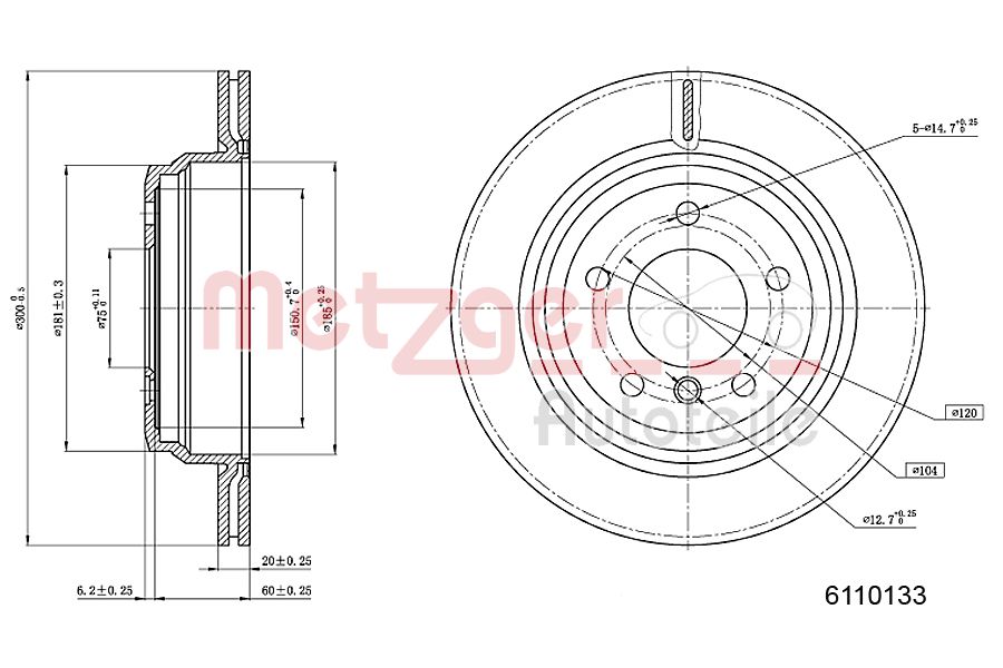 METZGER 6110133 Bremsscheibe