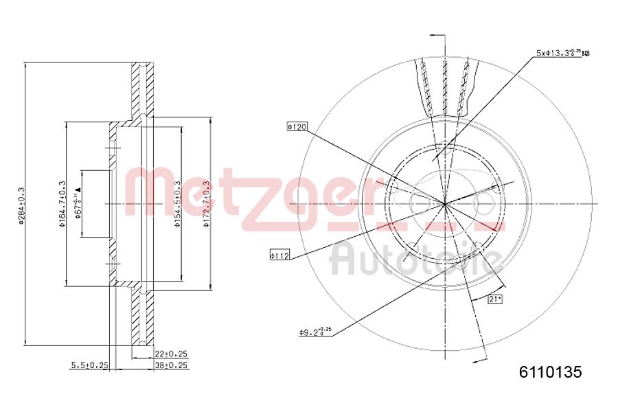 METZGER 6110135 Bremsscheibe