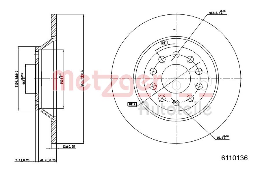 METZGER 6110136 Bremsscheibe