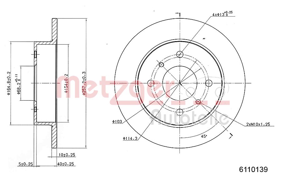 METZGER 6110139 Bremsscheibe