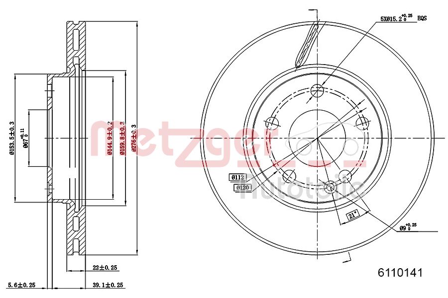 METZGER 6110141 GREENPARTS Bremsscheibe