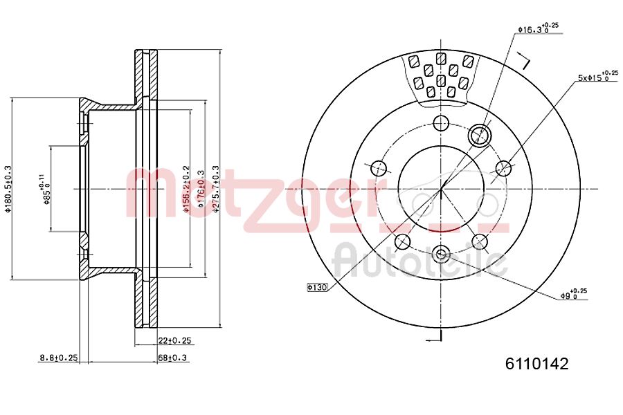 METZGER 6110142 GREENPARTS Bremsscheibe