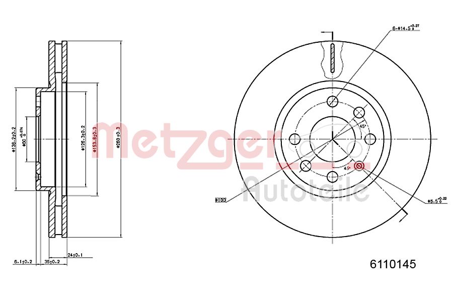 METZGER 6110145 Bremsscheibe
