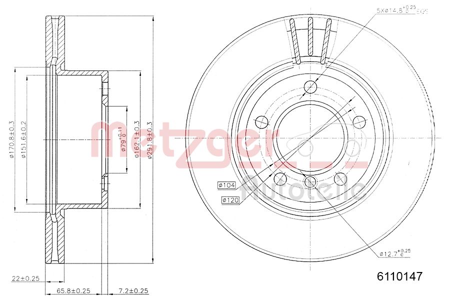 METZGER 6110147 Bremsscheibe