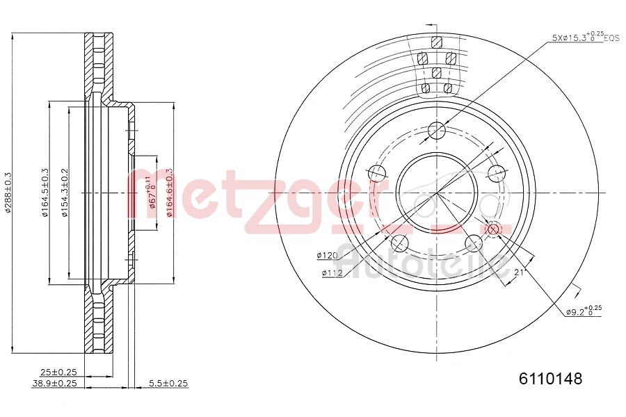 METZGER 6110148 GREENPARTS Bremsscheibe