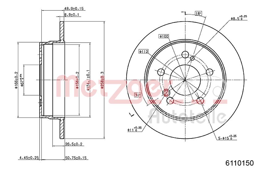 METZGER 6110150 Bremsscheibe