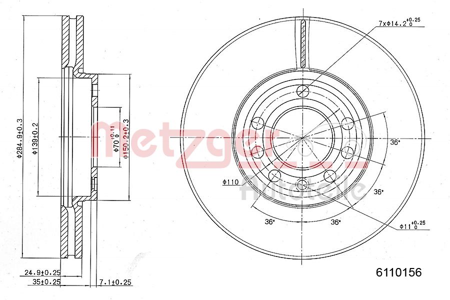 METZGER 6110156 Bremsscheibe