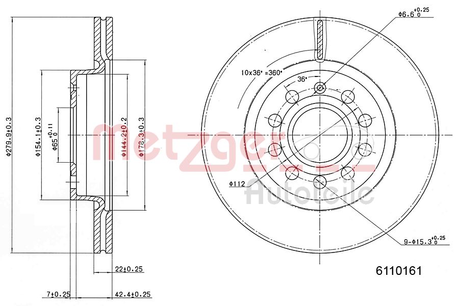 METZGER 6110161 GREENPARTS Bremsscheibe