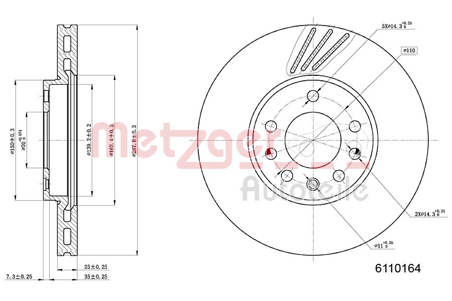 METZGER 6110164 Bremsscheibe