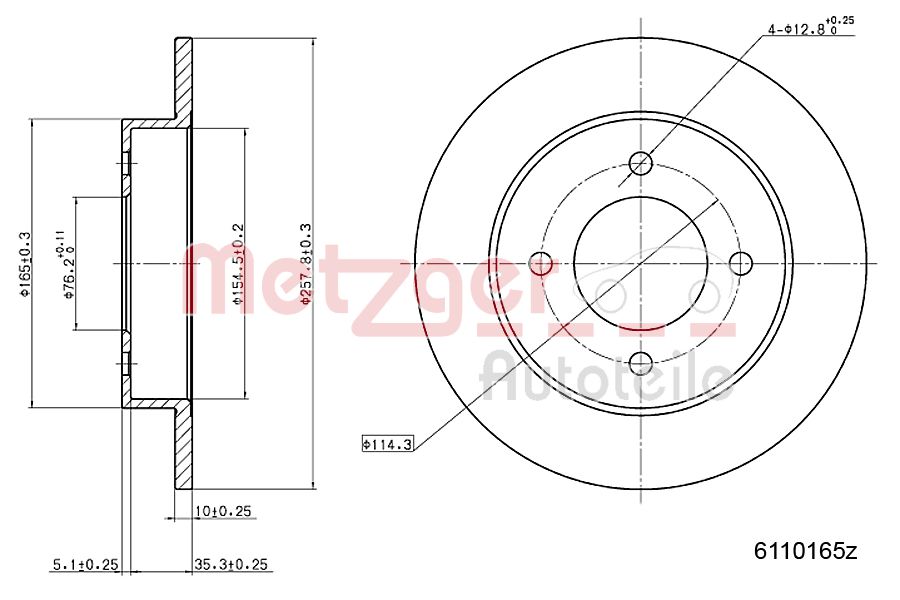 METZGER 6110165 Bremsscheibe