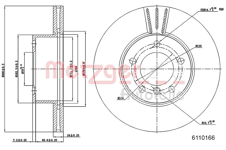 METZGER 6110166 Bremsscheibe