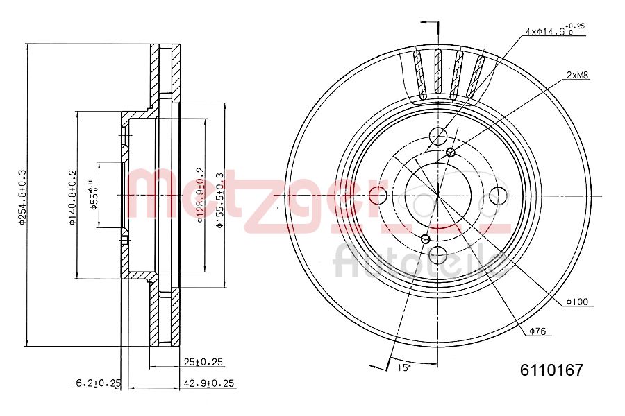 METZGER 6110167 GREENPARTS Bremsscheibe